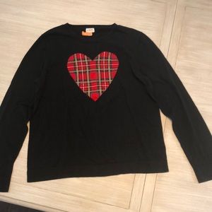 Jcrew factory tartan plaid heart sweater